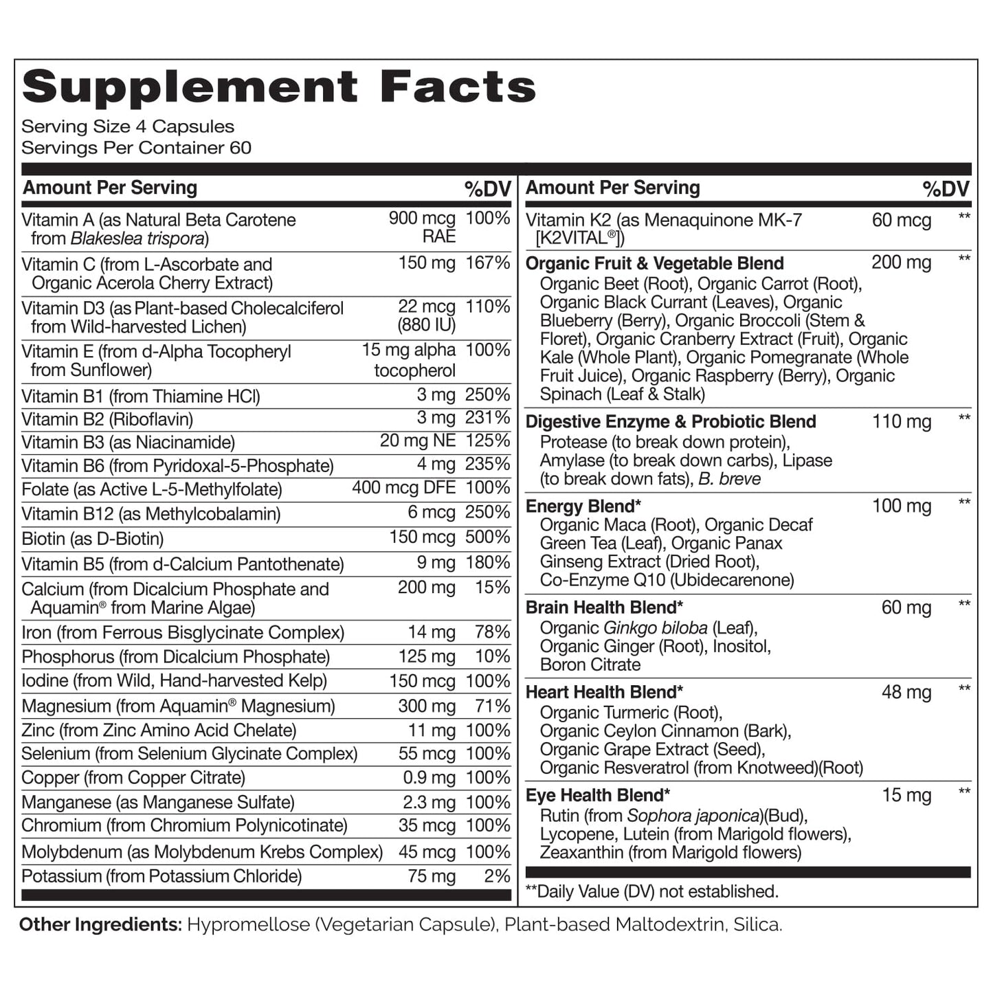 NATURELO Whole Food Multivitamin for Women - with Vitamins, Minerals, & Organic Extracts - Supplement for Energy and Heart Health - Maple Wellness Supplements