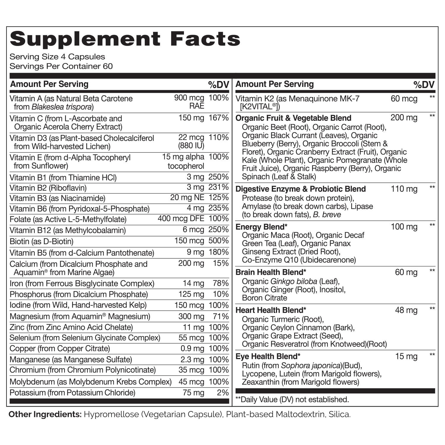 NATURELO Whole Food Multivitamin for Women - with Vitamins, Minerals, & Organic Extracts - Supplement for Energy and Heart Health - Maple Wellness Supplements