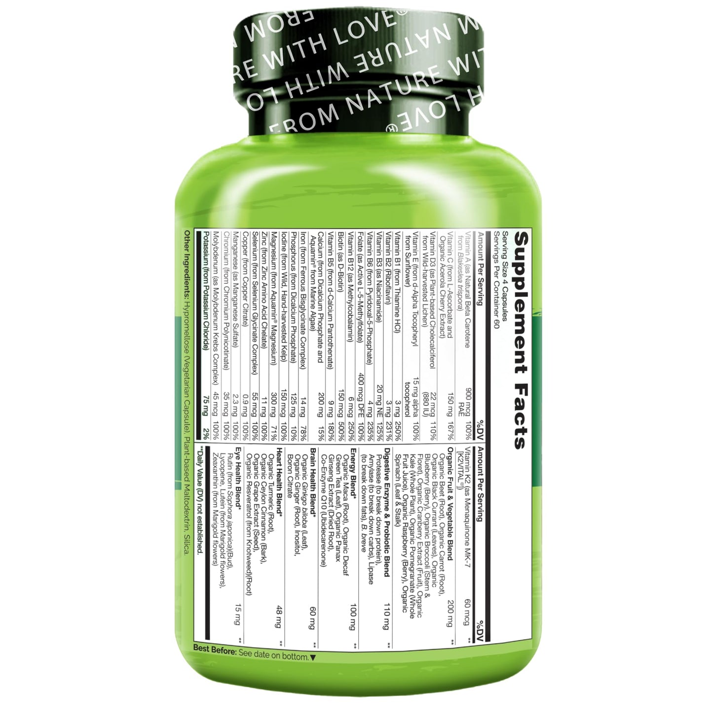 NATURELO Whole Food Multivitamin for Women - with Vitamins, Minerals, & Organic Extracts - Supplement for Energy and Heart Health - Maple Wellness Supplements