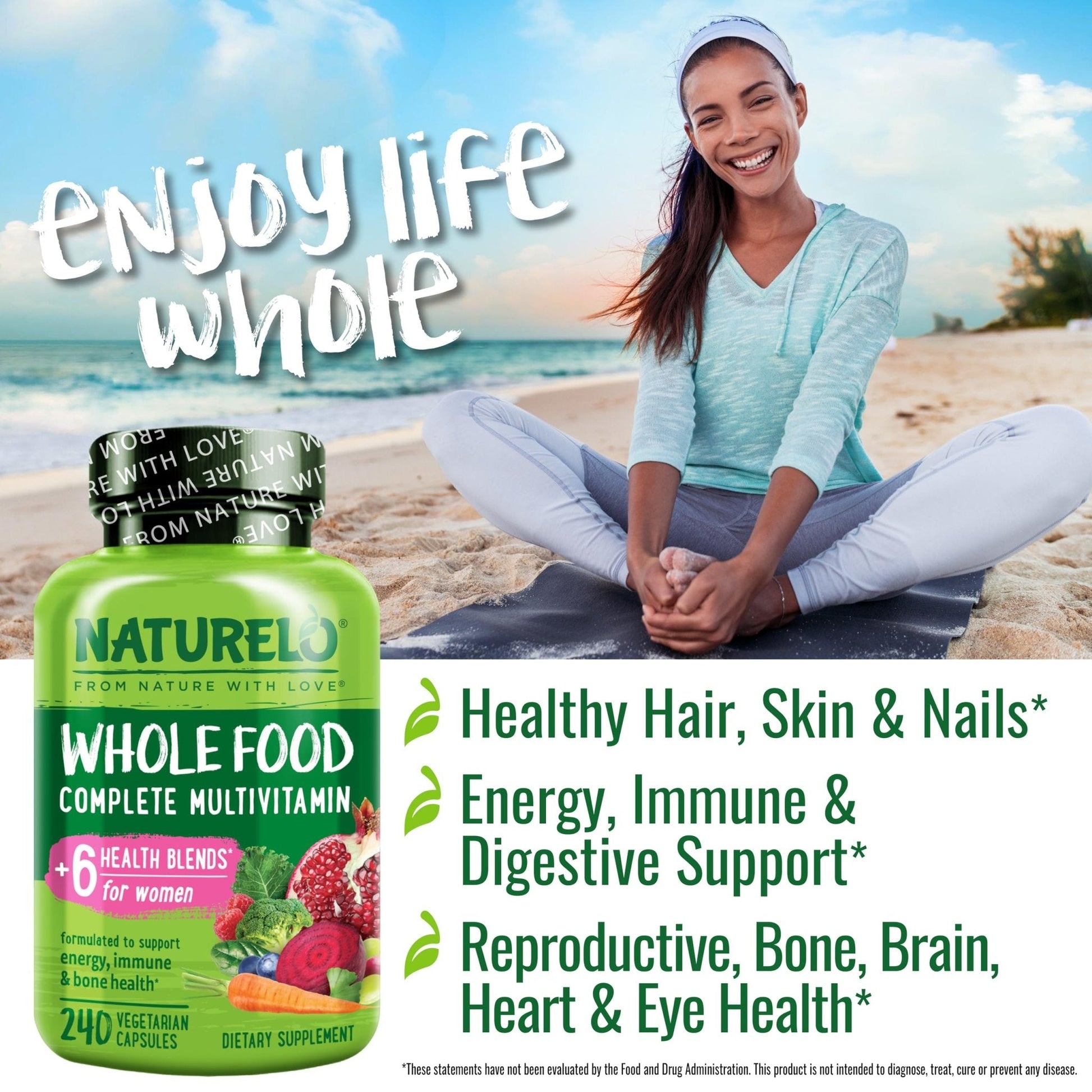 NATURELO Whole Food Multivitamin for Women - with Vitamins, Minerals, & Organic Extracts - Supplement for Energy and Heart Health - Maple Wellness Supplements