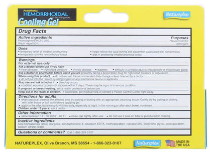 Natureplex Anesthetic Hemorrhoidal Cooling Gel 0.9 oz (2 Pack) – Witch Hazel & Phenylephrine, Soothing Aloe Formula for Temporary Itching, Burning & Swelling Relief - Made in USA - Maple Wellness Supplements