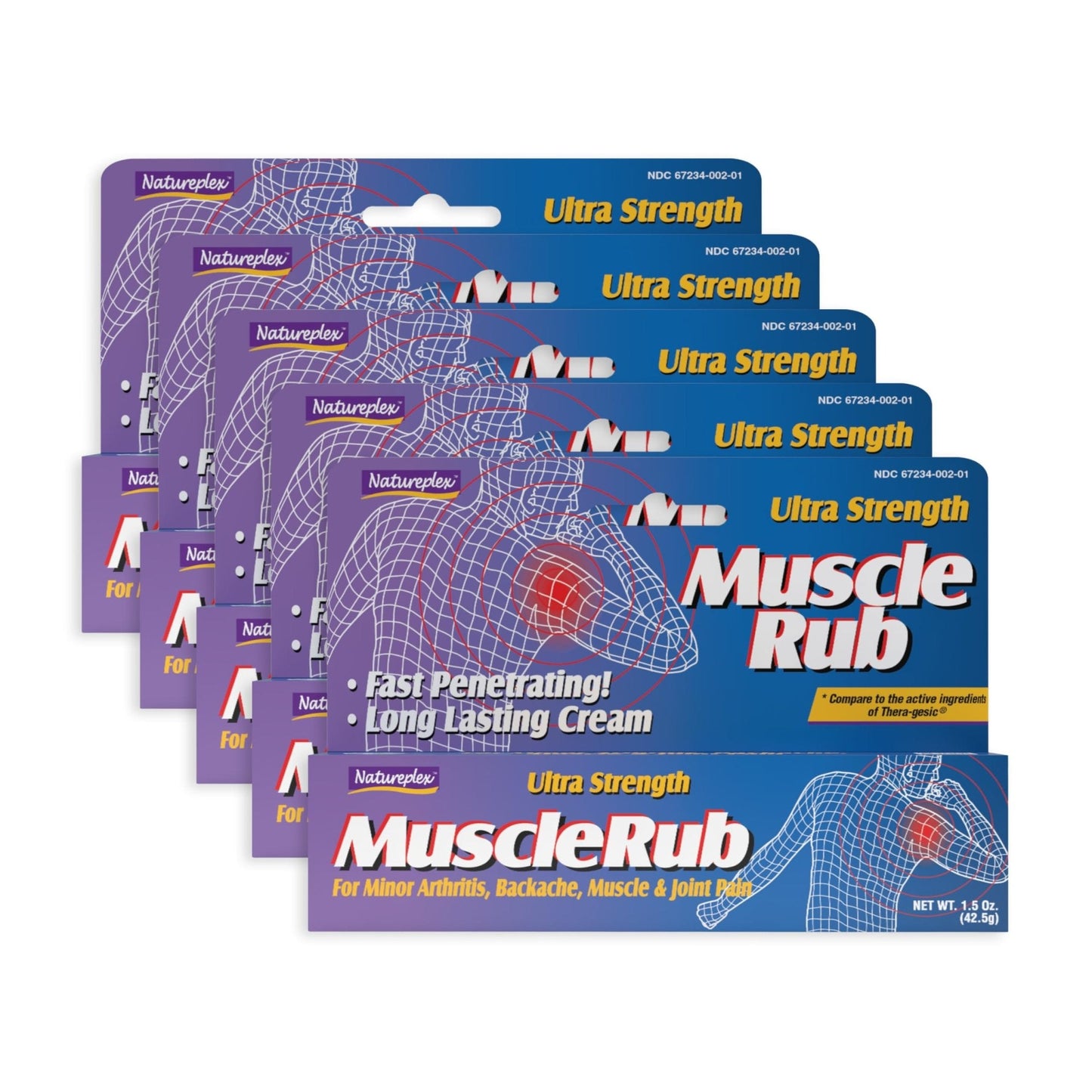 Natureplex Ultra Strength Muscle Rub Cream 1.5 oz (Pack of 5) – Menthol & Methyl Salicylate, Fast-Penetrating, Long-Lasting Relief for Muscle & Joint Discomfort (Minor Aches, Backache, Strains) - Maple Wellness Supplements