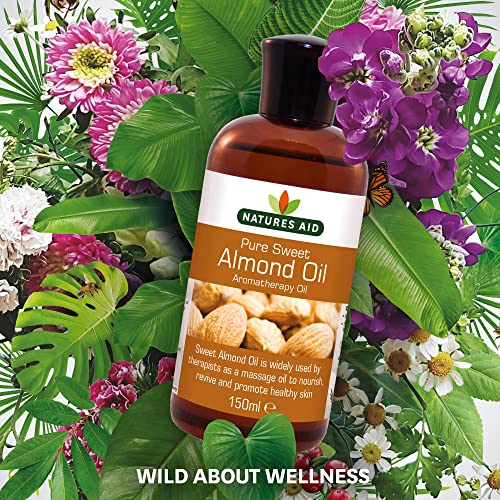 Natures Aid Almond Oil, Pure, Sweet Almond Oil, Massage Oil, Suited to Dry, Sensitive Skin - Maple Wellness Supplements
