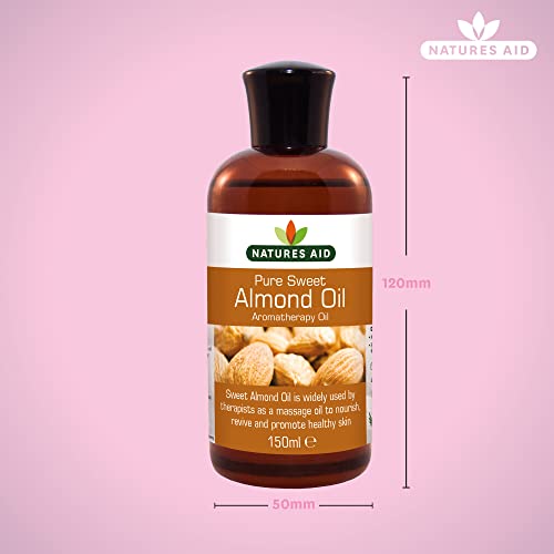 Natures Aid Almond Oil, Pure, Sweet Almond Oil, Massage Oil, Suited to Dry, Sensitive Skin - Maple Wellness Supplements