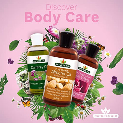 Natures Aid Almond Oil, Pure, Sweet Almond Oil, Massage Oil, Suited to Dry, Sensitive Skin - Maple Wellness Supplements