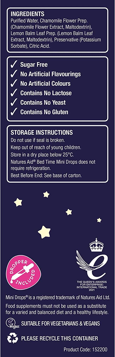 Natures Aid Bed Time Mini Drops for Children 3 Months - 5 Years, 50ml - Maple Wellness Supplements