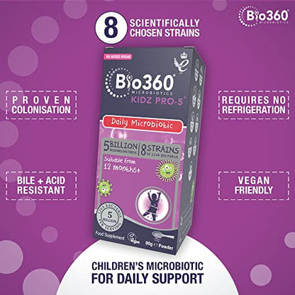 Natures Aid Bio360 Kidz Pro-5 (5 Billion Bacteria) from Natures Aid, Children's Microbiotic - Maple Wellness Supplements