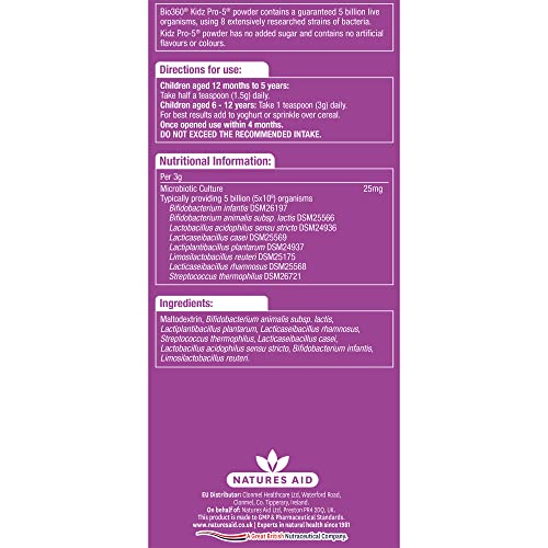 Natures Aid Bio360 Kidz Pro-5 (5 Billion Bacteria) from Natures Aid, Children's Microbiotic - Maple Wellness Supplements