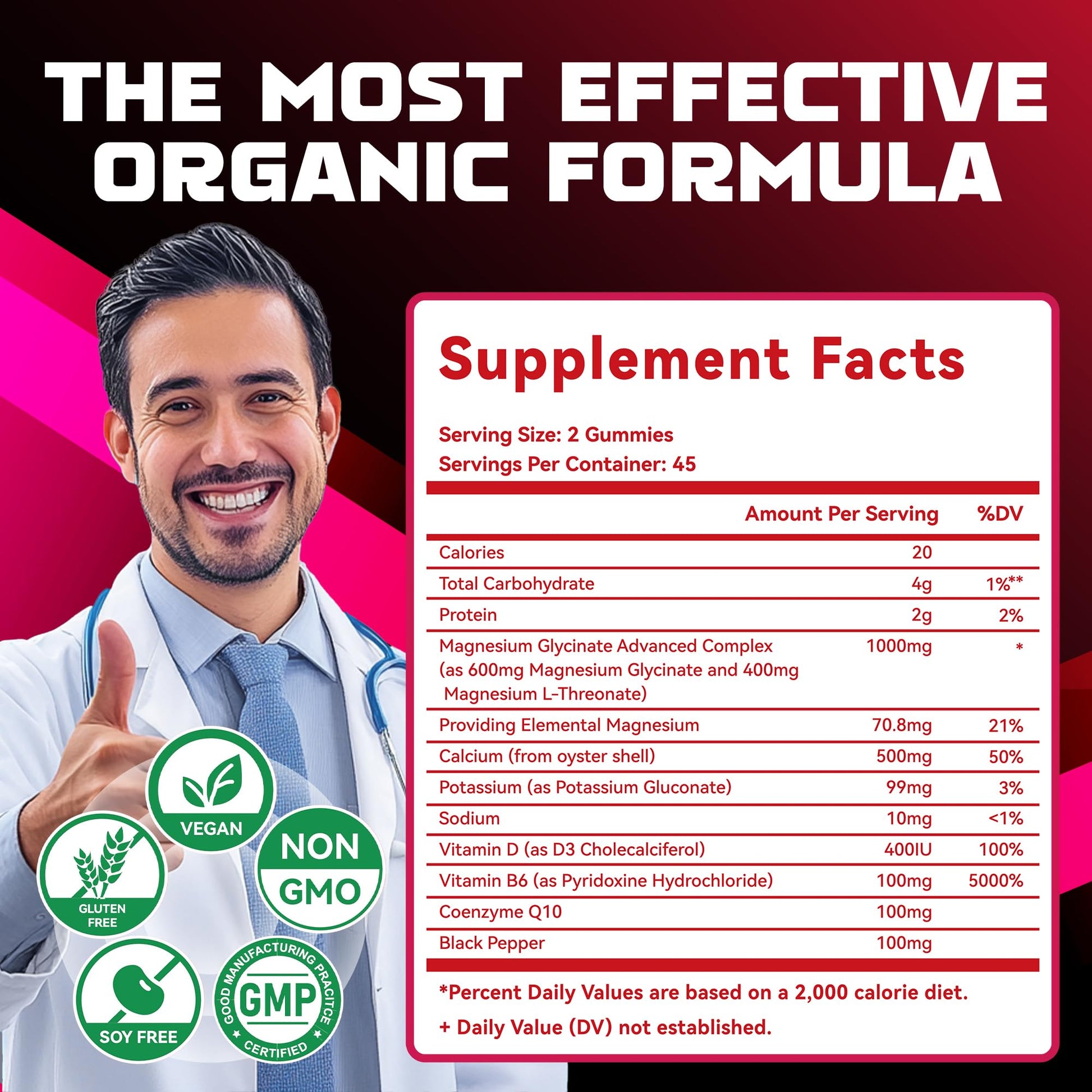 Natures Aid Magnesium Glycinate Gummies 1000mg - Sugar Free Magnesium Potassium Supplement with Vitamin D, B6, CoQ10 for Calm Mood - Maple Wellness Supplements