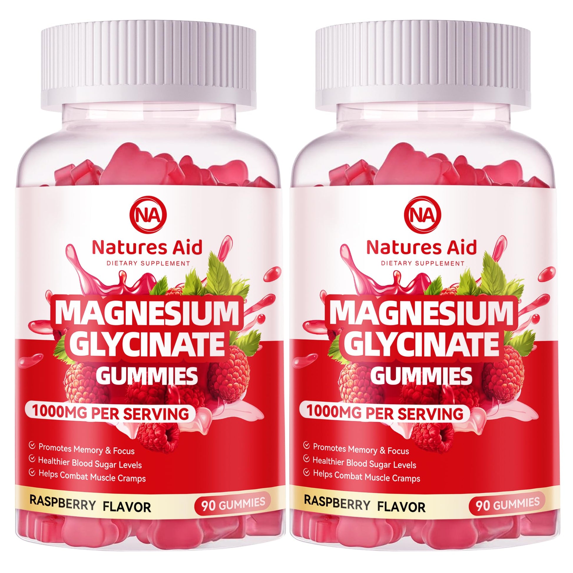 Natures Aid Magnesium Glycinate Gummies 1000mg - Sugar Free Magnesium Potassium Supplement with Vitamin D, B6, CoQ10 for Calm Mood - Maple Wellness Supplements