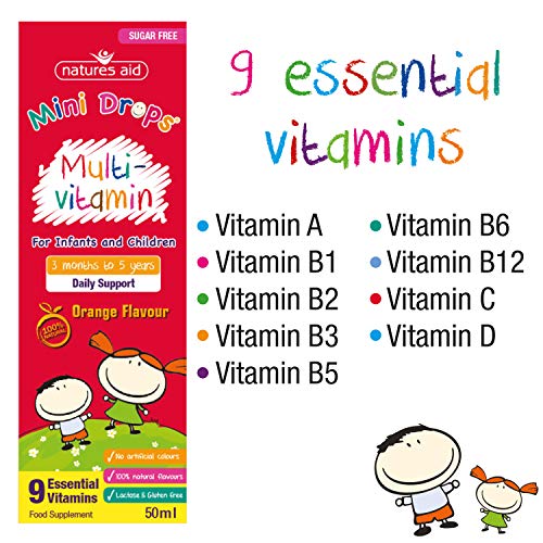 Natures Aid Mini Drops Multi-vitamin for Infants and Children, Sugar Free, 50 ml - Maple Wellness Supplements