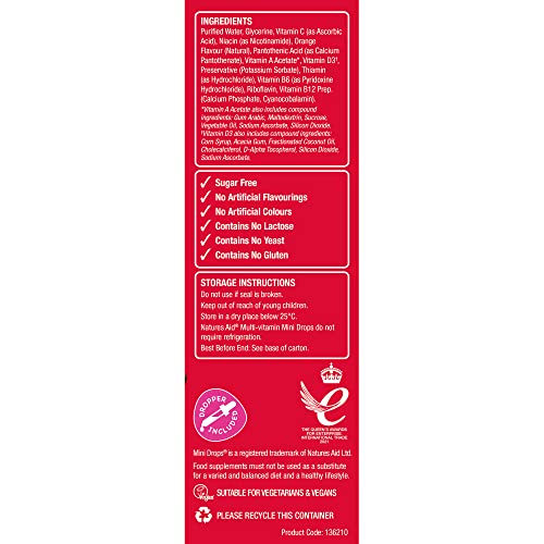 Natures Aid Mini Drops Multi-vitamin for Infants and Children, Sugar Free, 50 ml - Maple Wellness Supplements