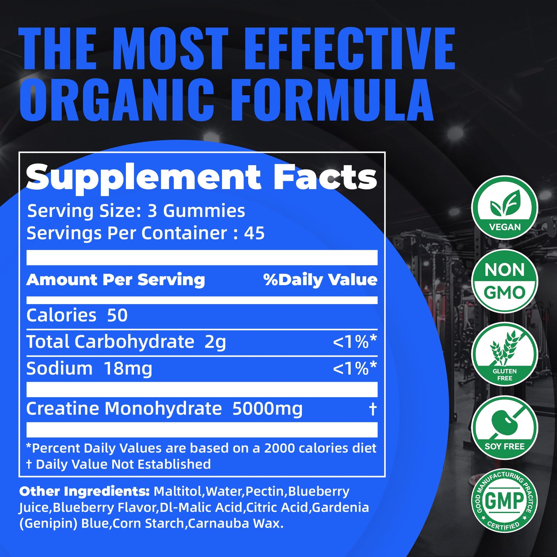 Natures Aid NSF Certified Creatine Gummy 5g - Creatine Monohydrate Gummies – Pre-Workout Energy & Muscle Growth Support for Men & Women - Maple Wellness Supplements