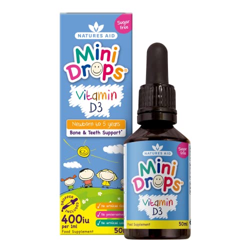 Natures Aid Vitamin D3 Mini Drops for Infants and Children, Sugar Free, 50ml - Maple Wellness Supplements