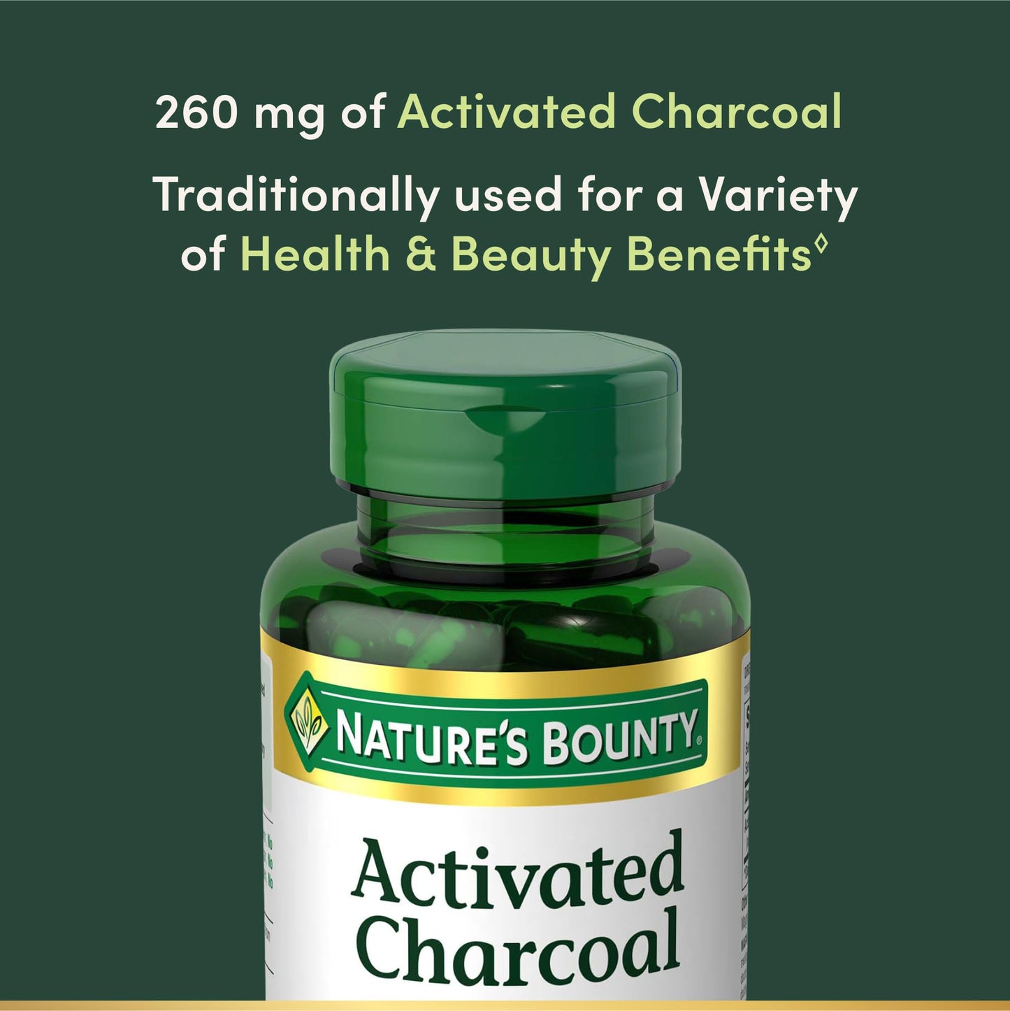 Nature's Bounty Activated Charcoal 260 mg, 100 Capsules, Dietary Supplement to Support a Healthy Lifestyle - Maple Wellness Supplements