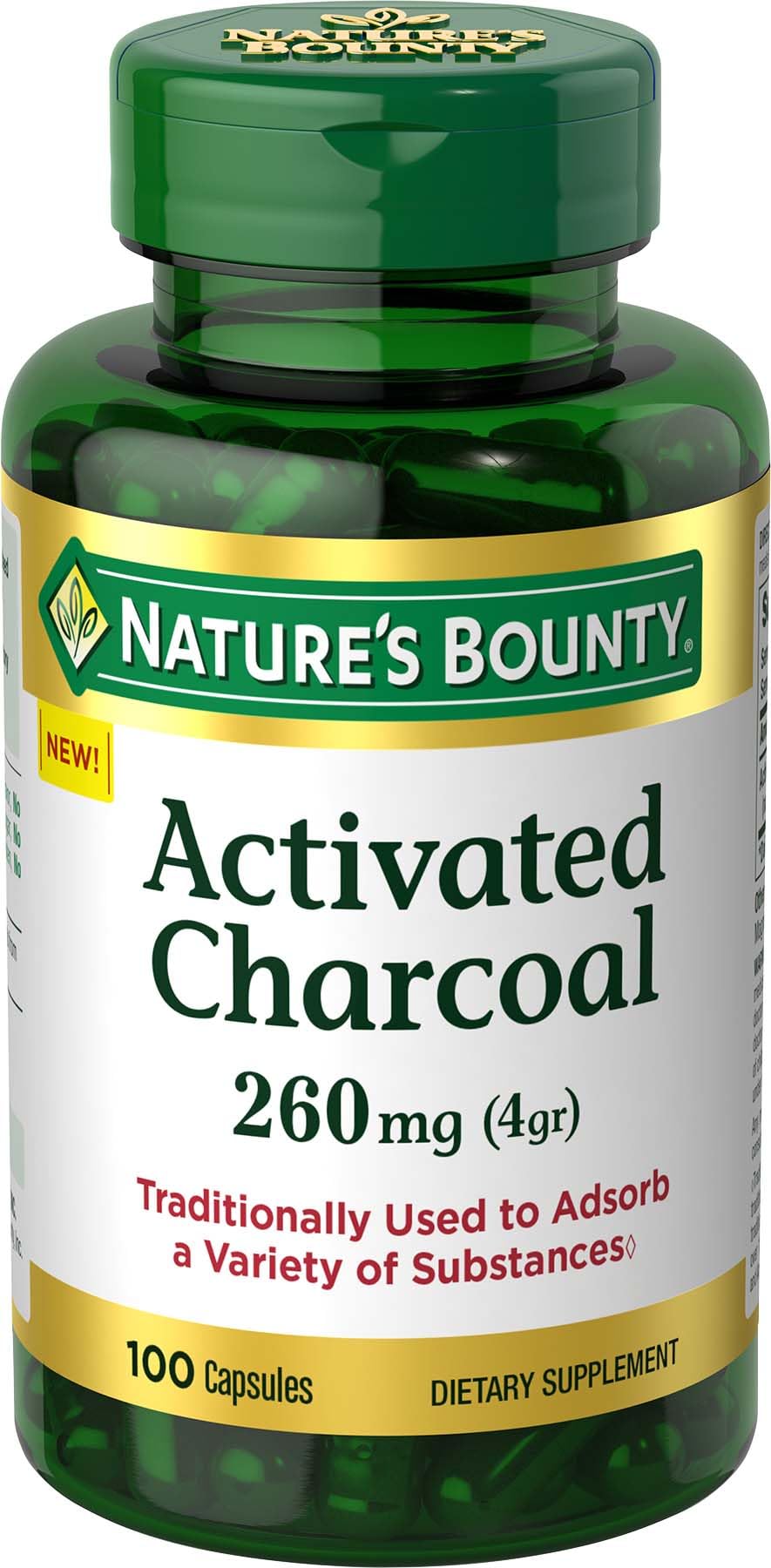 Nature's Bounty Activated Charcoal 260 mg, 100 Capsules, Dietary Supplement to Support a Healthy Lifestyle - Maple Wellness Supplements