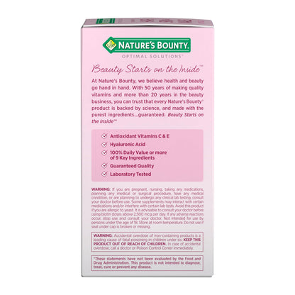 Nature's Bounty Advanced Hair, Skin & Nails, Argan-Infused Vitamin Supplement with Biotin and Hyaluronic Acid, 150 Rapid Release Softgels, 50 Total Servings - Maple Wellness Supplements