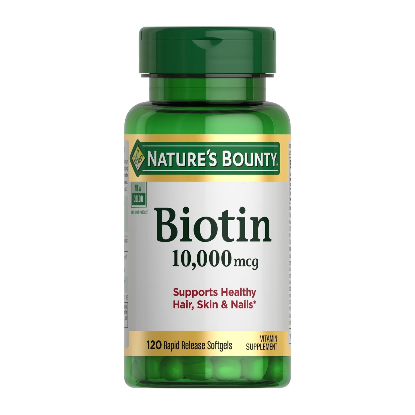 Nature's Bounty Biotin Hair Skin and Nails Vitamins, Supports Healthy Hair, Skin and Nails, 10,000 mcg, 120 Softgels (Pack of 1) - Maple Wellness Supplements