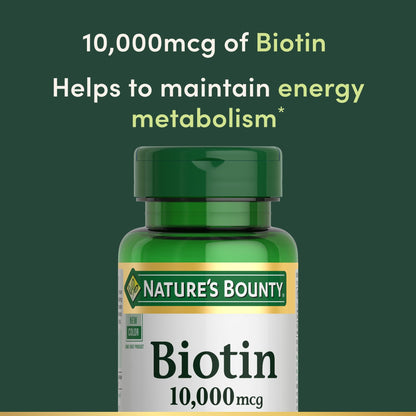 Nature's Bounty Biotin Hair Skin and Nails Vitamins, Supports Healthy Hair, Skin and Nails, 10,000 mcg, 120 Softgels (Pack of 1) - Maple Wellness Supplements