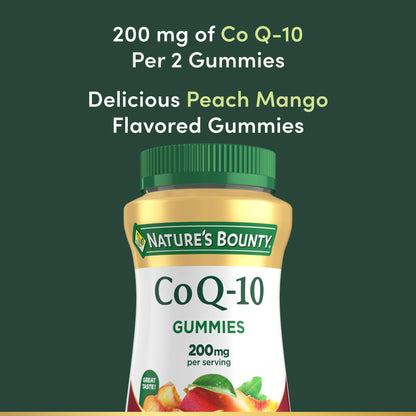 Nature's Bounty CoQ10 Gummies, Supports Heart Health, CoQ10 200mg, Peach Mango Flavor, 60 Count - Maple Wellness Supplements