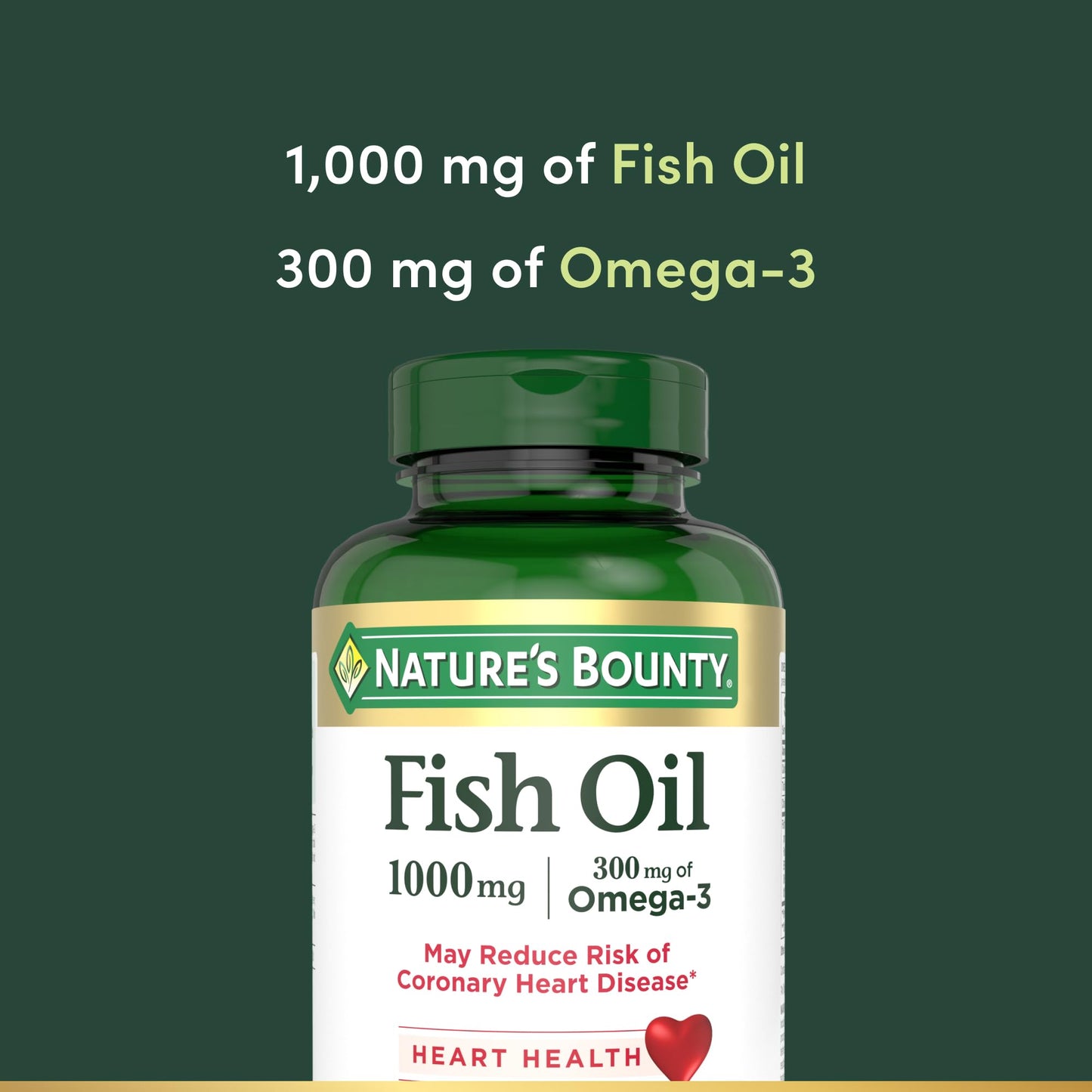 Nature’s Bounty Fish Oil, Supports Heart Health, 1000mg, Rapid Release Softgels, 145 Ct - Maple Wellness Supplements