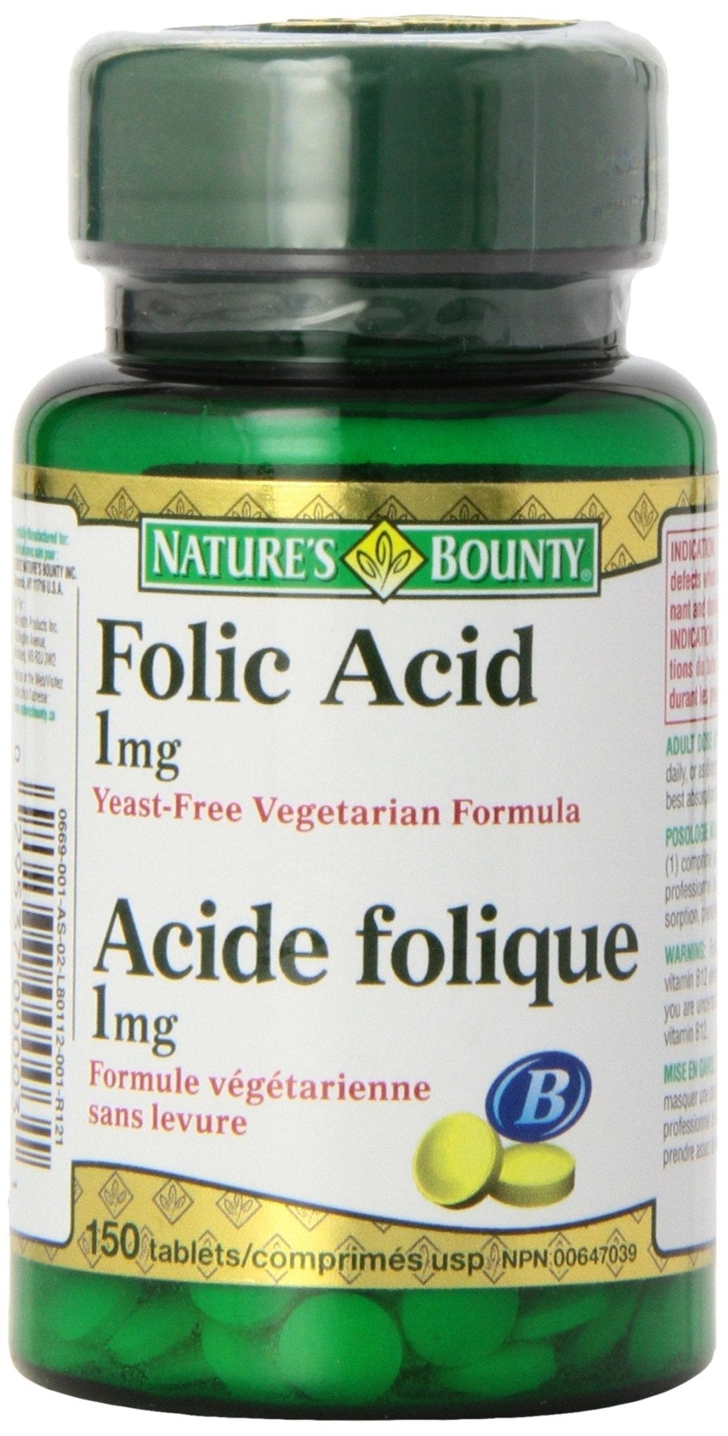 Nature's Bounty Folic Acid 1 mg 150 Tablets (Packaging May Vary) - Maple Wellness Supplements