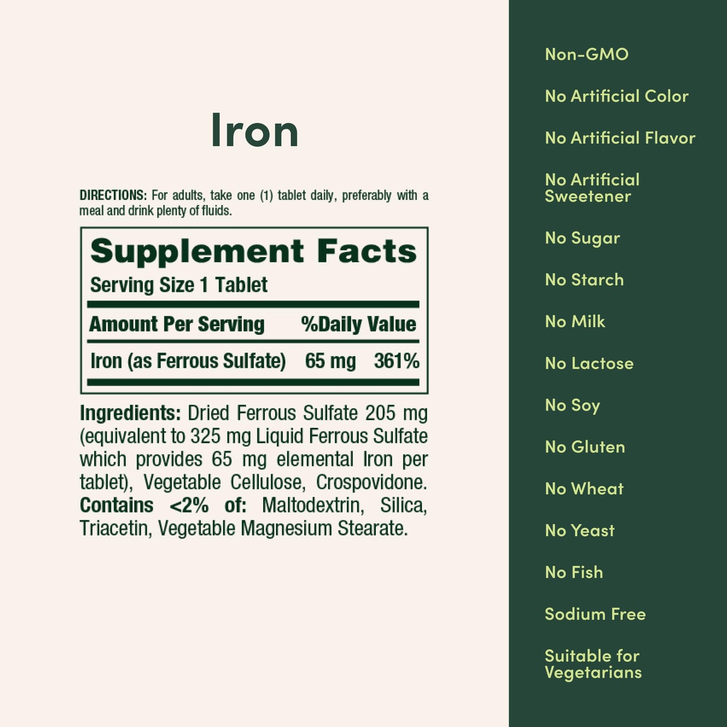 Nature’s Bounty Iron 65mg, 325 mg Ferrous Sulfate, Cellular Energy Support, Promotes Normal Red Blood Cell Production - Maple Wellness Supplements