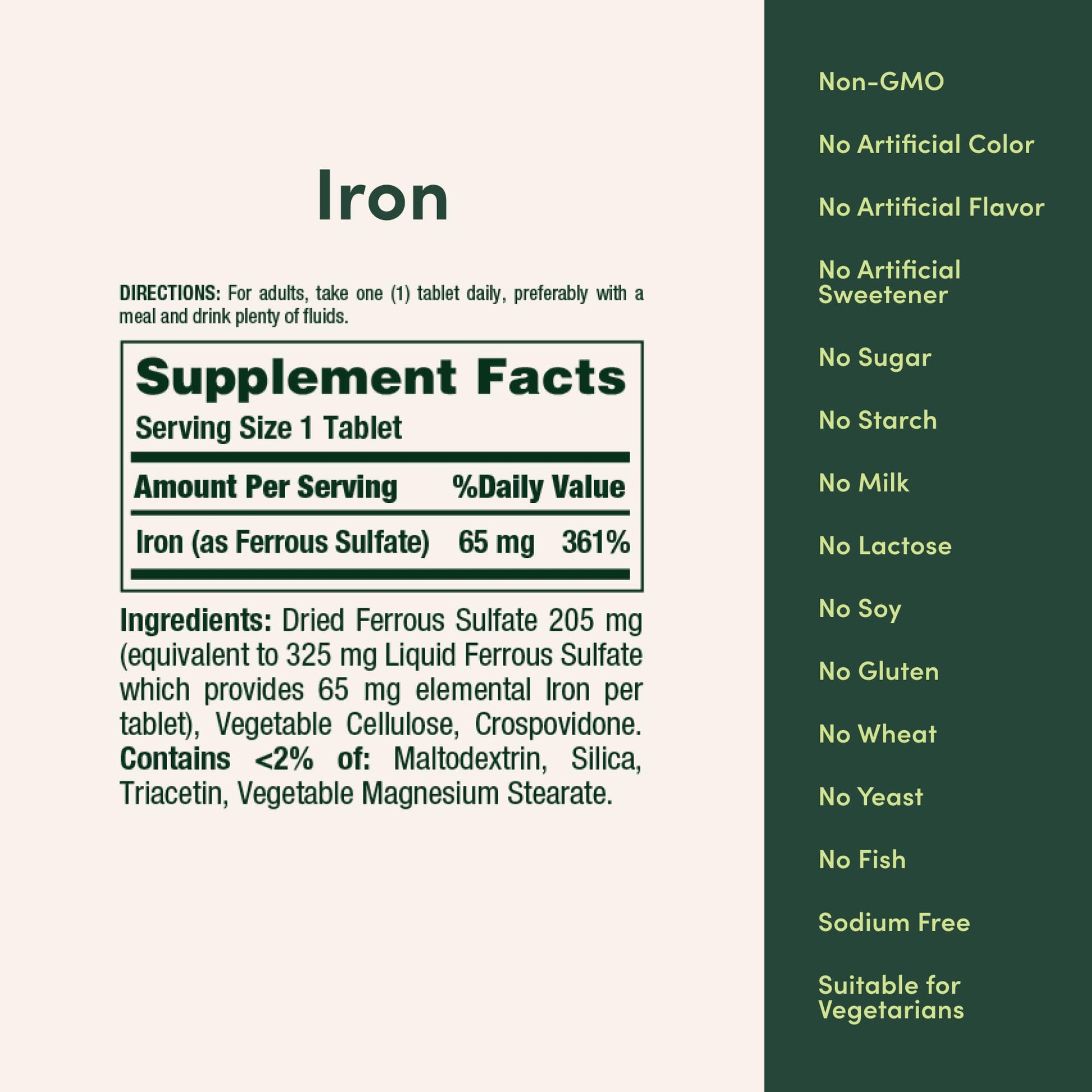 Nature’s Bounty Iron 65mg, 325 mg Ferrous Sulfate, Cellular Energy Support, Promotes Normal Red Blood Cell Production - Maple Wellness Supplements