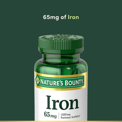 Nature’s Bounty Iron 65mg, 325 mg Ferrous Sulfate, Cellular Energy Support, Promotes Normal Red Blood Cell Production - Maple Wellness Supplements