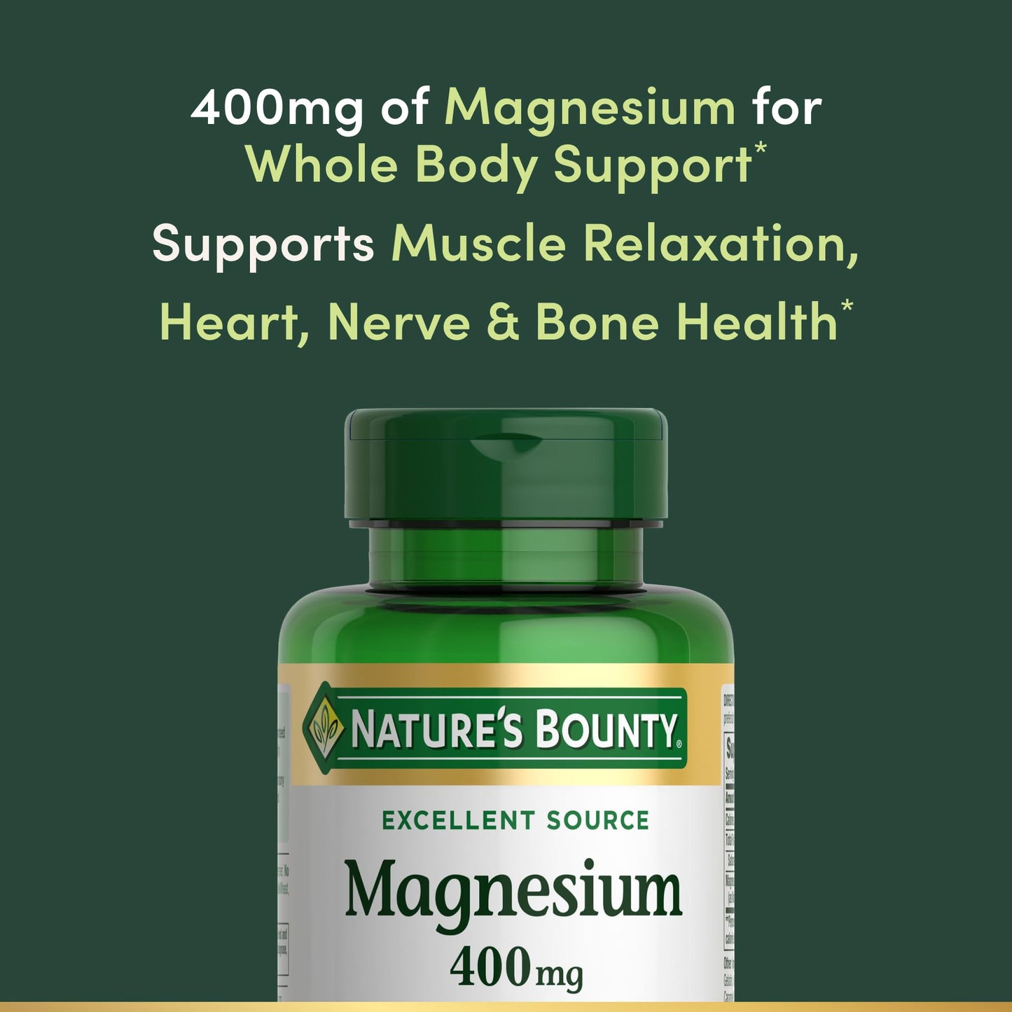 Nature's Bounty Magnesium 400 mg Softgel, Whole Body Support, Magnesium Supplements for Men and Women, Heart, Nerve & Bone Health, 75 Softgels (Pack of 1) - Maple Wellness Supplements