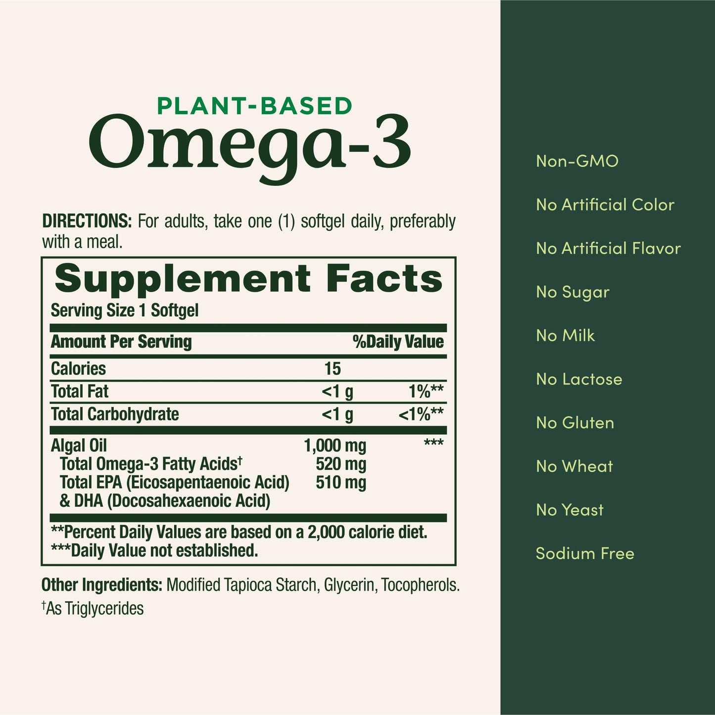 Nature's Bounty Omega 3, Plant-Based Omega 3 Fatty Acid Supplement, 520mg, Supports Whole Body Health Including Heart, Skin, Joint - Maple Wellness Supplements