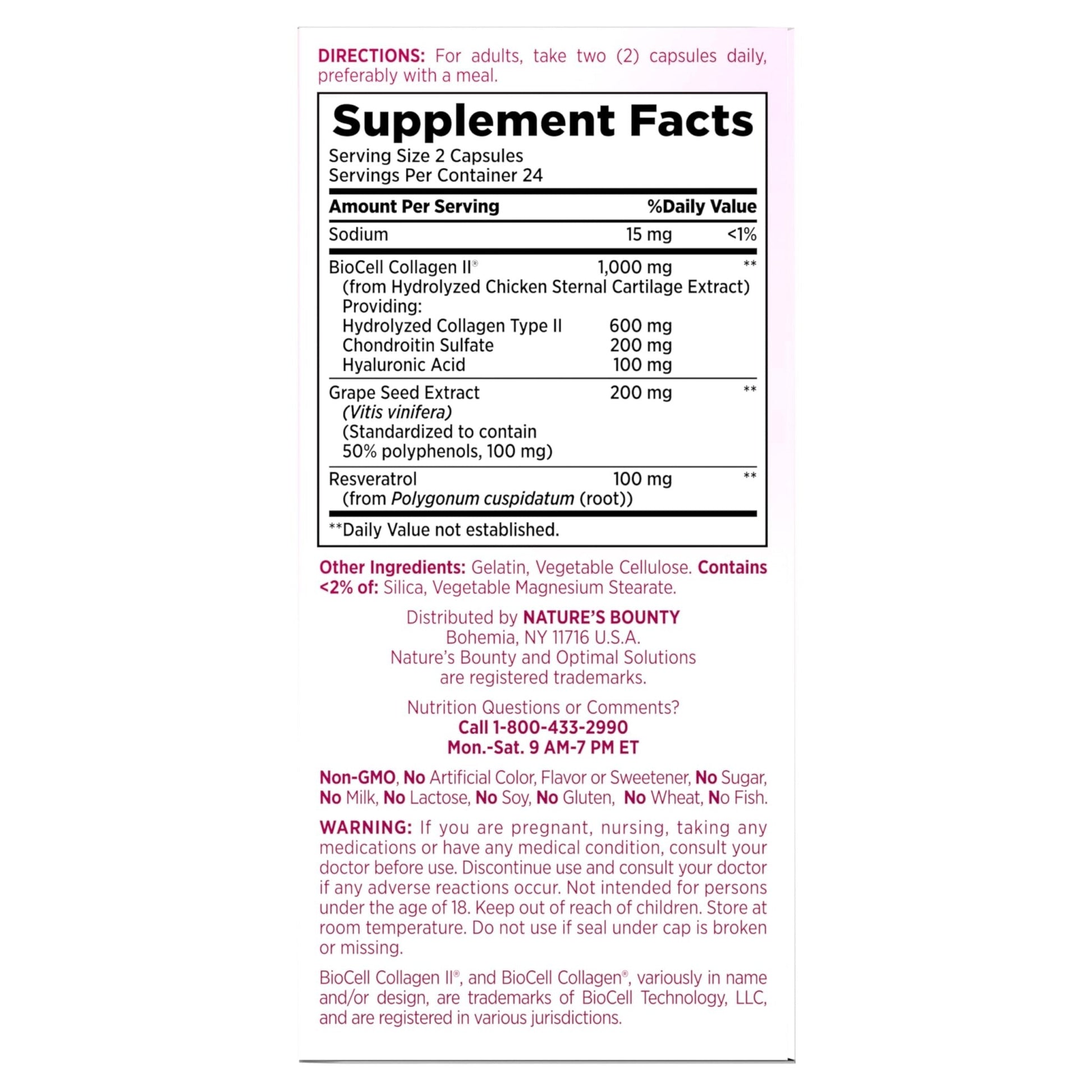 Nature’s Bounty Optimal Solutions Ultra Collagen Booster for Healthy-Aging Supplement, Resveratrol, Hyaluronic Acid – Collagen Capsules for Women, 48 Capsules - Maple Wellness Supplements