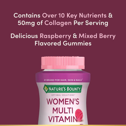 Nature's Bounty Optimal Solutions, Women's Multivitamin Gummies for Immune Support, Cellular Energy Support, Bone Health - Maple Wellness Supplements