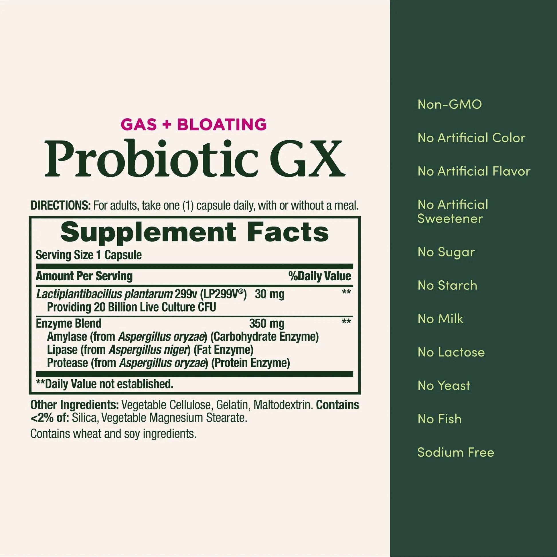 Nature's Bounty Probiotic GX, Helps with Occasional Gas and Bloating, Dietary Supplement, Digestive Health, 25 Capsules - Maple Wellness Supplements