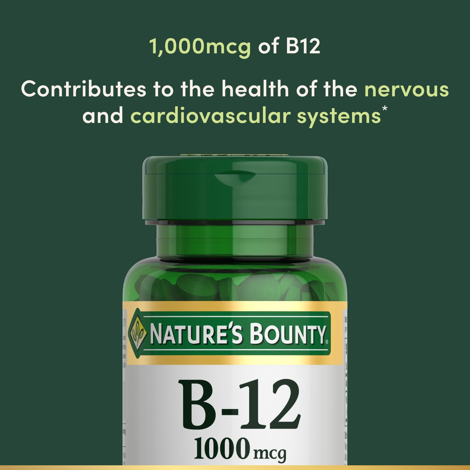 Nature's Bounty Vitamin B12 1000 mcg Supplements, Supports Energy Metabolism, 200 Ct - Maple Wellness Supplements