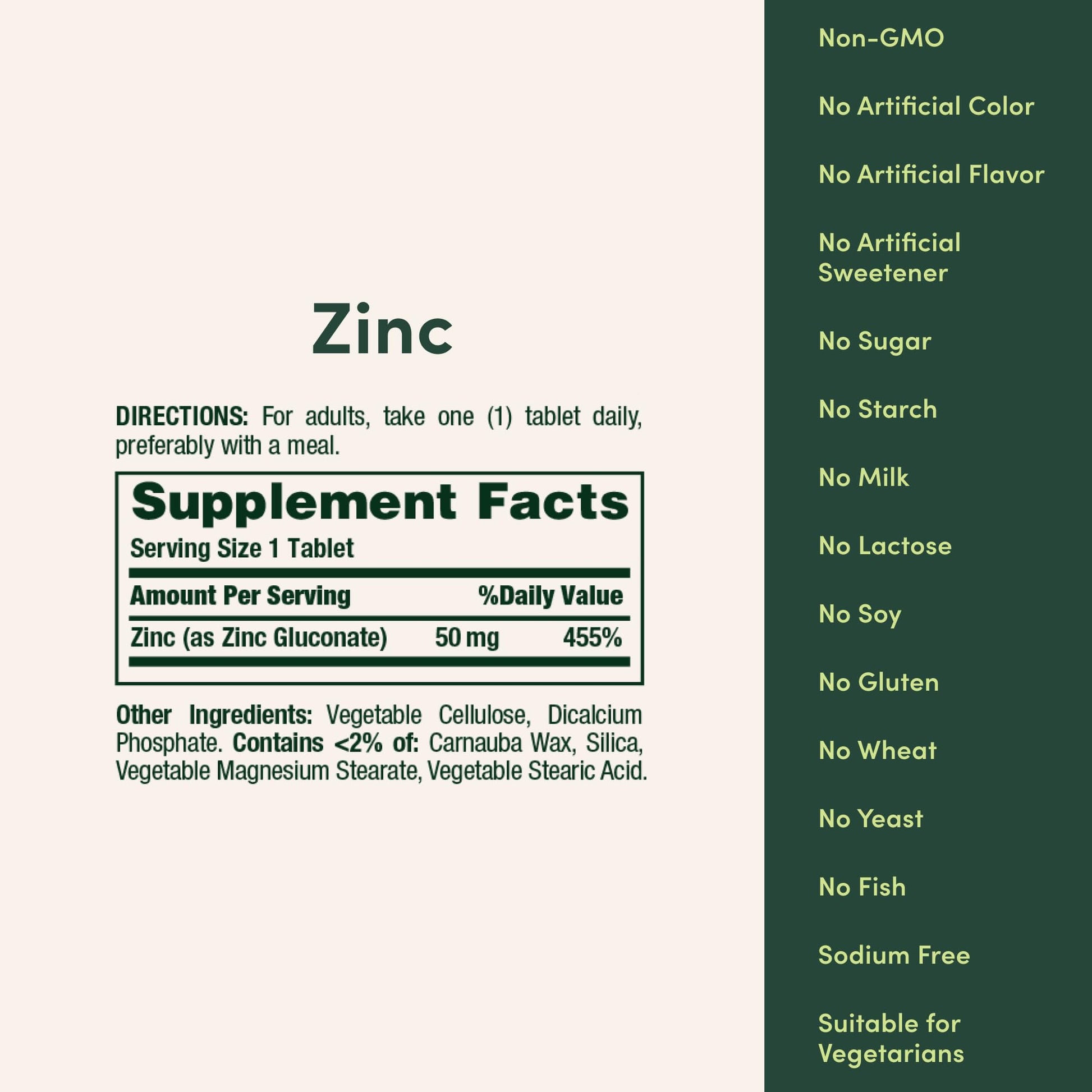 Nature’s Bounty Zinc 50mg, Immune Support & Antioxidant Supplement, Promotes Skin Health, 1 Caplet Per Day, Gluten Free, 250 Vegetarian Caplets - Maple Wellness Supplements