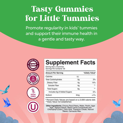 Natures Craft High Prebiotic Fiber Gummies for Kids - Dietary Fiber Supplements for Digestion & Constipation - Chicory Root Kids Immune Gummies - Non-GMO - Maple Wellness Supplements