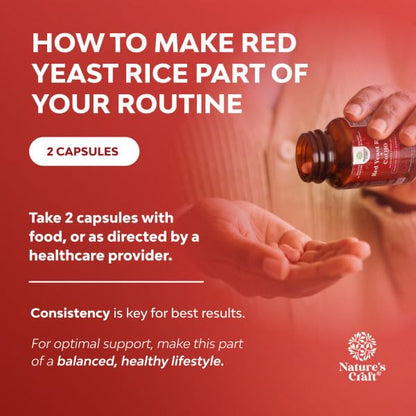 Natures Craft Red Yeast Rice with CoQ10 Supplement - Advanced Healthy Heart & Healthy Cholesterol Levels Formula for Men & Women - Red Yeast Rice Capsules with 1200 mg - Maple Wellness Supplements