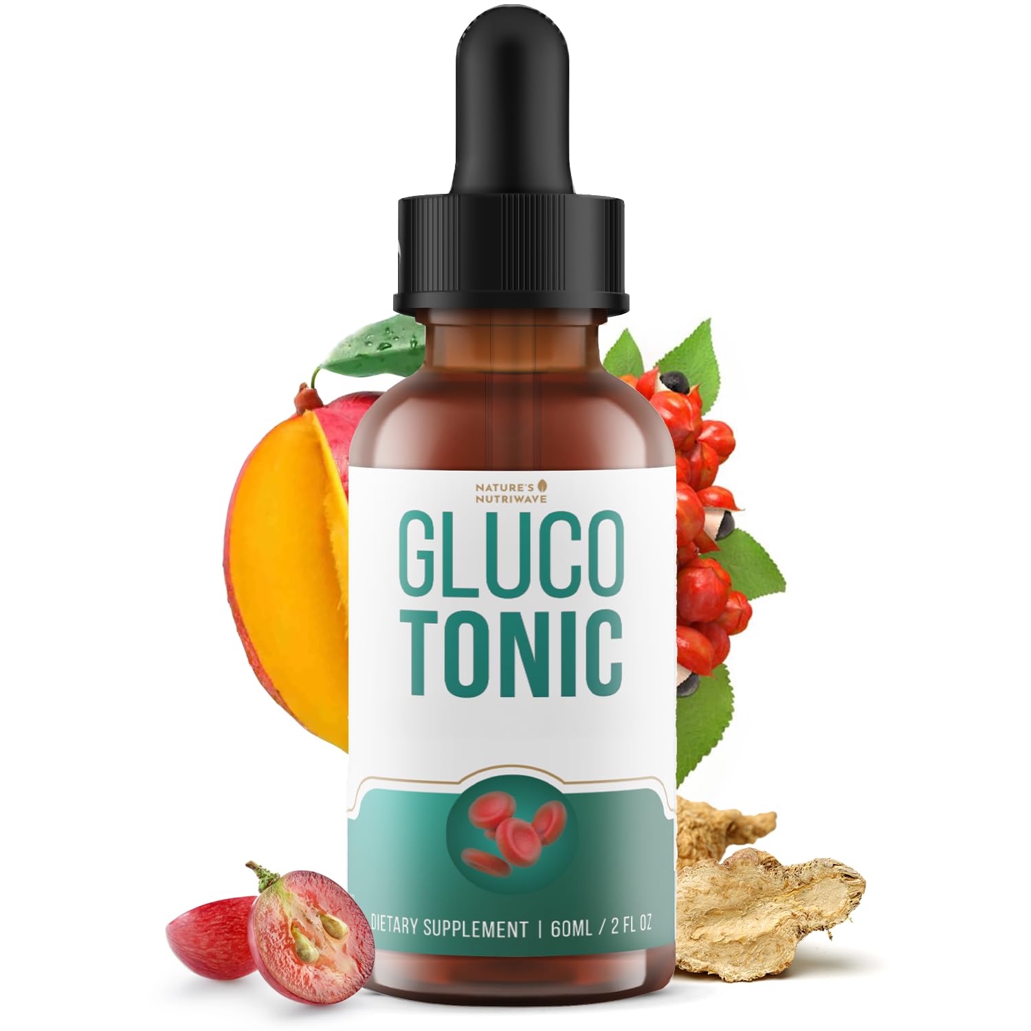 Nature’s NutriWave GlucoTonic – Liquid Formula with Chromium & Herbal Extracts – Natural Flavor – Non-GMO – 60ml, 2FL OZ, 60 Servings, 1 Month Supply - Maple Wellness Supplements