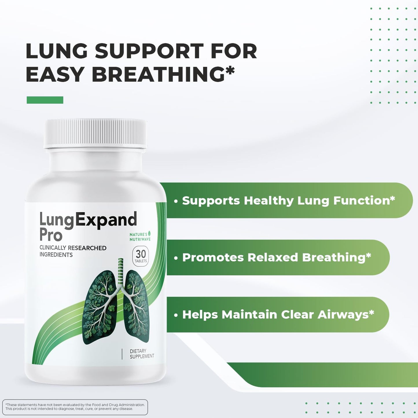 Nature’s NutriWave LungExpand Pro – Natural Daily Wellness for Overall Support – Made in USA, Non-GMO – Easy to Take – GMP Certified – 30 Tablets, 1 Month Supply - Maple Wellness Supplements