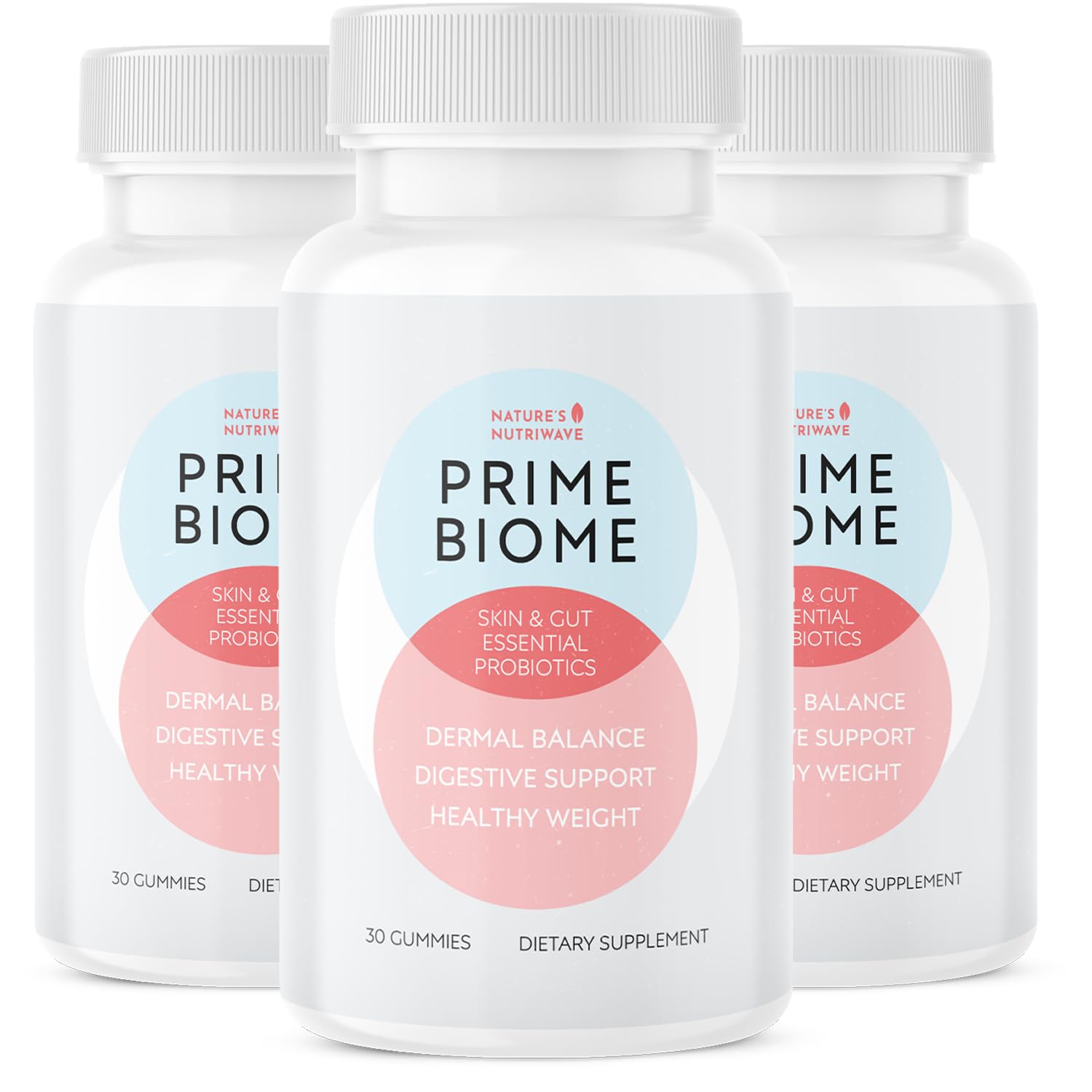 Nature’s NutriWave PrimeBiome Probiotic Gummies – Plant-Based Blend with Inulin, Lion’s Mane, Ginger & More– Non-GMO, No Stimulants, GMP Certified – 30 Gummies, 3 Month Supply - Maple Wellness Supplements