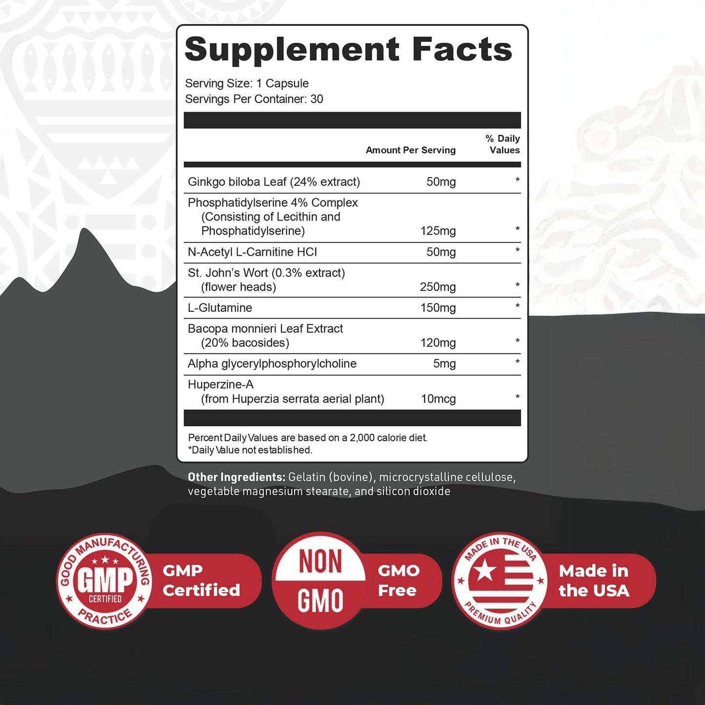Nature’s NutriWave TribalForce X – Daily Botanical Supplement with Ginkgo Biloba, Bacopa, & Amino Acids – Non-GMO, Natural & Stimulant-Free Formula, Made in USA – 30 Capsules, 1 Month Supply - Maple Wellness Supplements