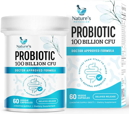 Nature's Physician Probiotics - 100 Billion CFU Per Capsule - 16 Strains + Prebiotics - Best Probiotic Supplement for Women & Men - Supports Immune, - Maple Wellness Supplements