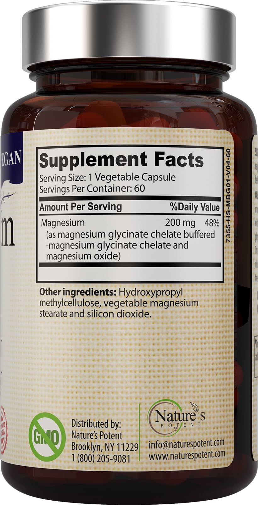 Nature’s Potent Magnesium Glycinate 200mg | High Absorption Chelated Magnesium | Sleep, Calm & Muscle Cramp Support | Vegan Supplement | 60 Capsules - Maple Wellness Supplements