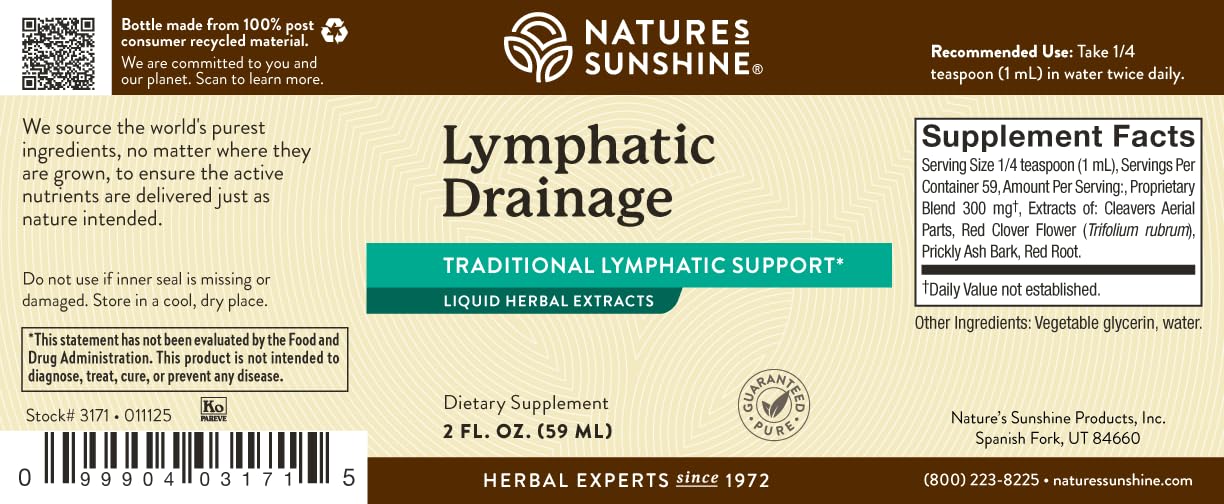 Nature's Sunshine Lymphatic Drainage, 2 Fl. Oz | Lymphatic Drainage Supplement Promotes The Efficient Drainage of The Lymphatic System to Promote Overall Health - Maple Wellness Supplements