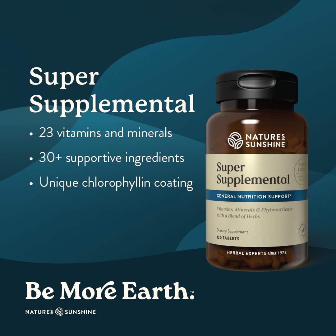 Nature's Sunshine Super Supplemental: Complete Multivitamin with Minerals, Antioxidants & More for Nutritional Gaps, Overall Health, Immune & Energy Support. 120 Tabs - Maple Wellness Supplements