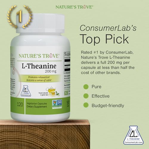 Nature's Trove L-Theanine 200mg 120 Vegetarian Capsules - Maple Wellness Supplements