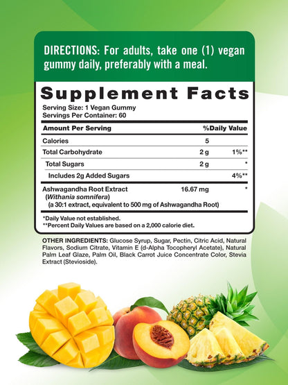 Nature's Truth Ashwagandha Gummies | 60 Count | Tropical Flavor | Vegan, Non-GMO, & Gluten Free Supplement - Maple Wellness Supplements