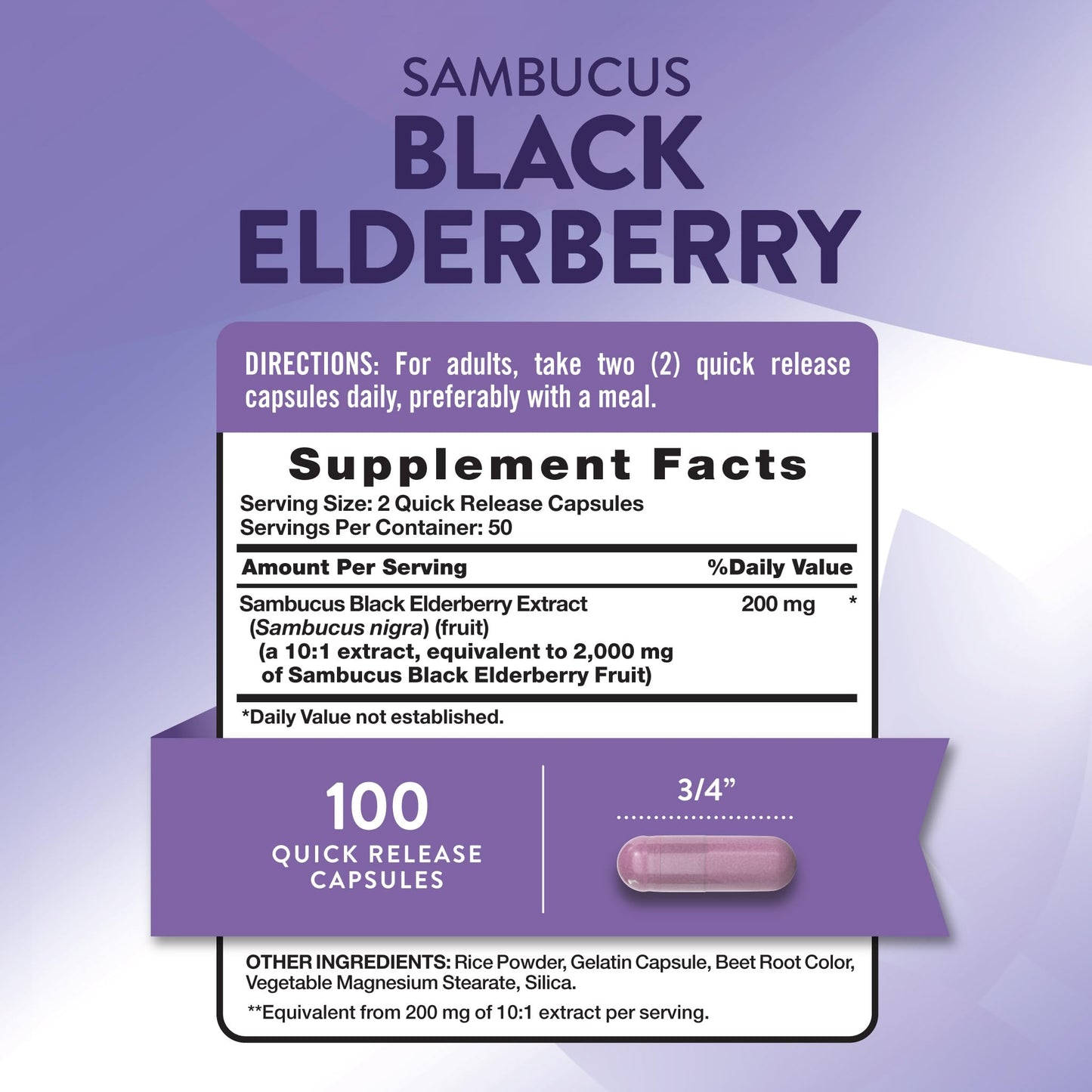 Nature's Truth Black Elderberry Capsules | 100 Count | Super Concentrated Sambucus Extract | Non-GMO and Gluten Free Supplement - Maple Wellness Supplements