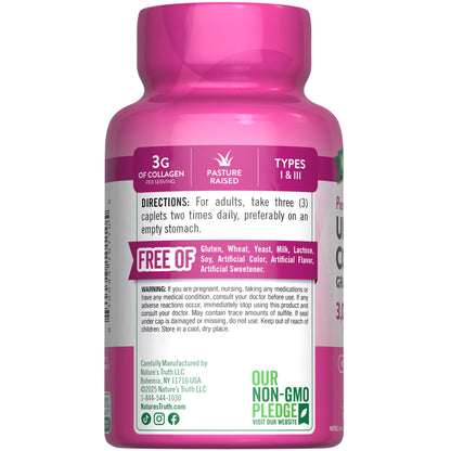 Nature's Truth Collagen Peptides | 90 Caplets | Type 1 and 3 with Vitamin C | Grass Fed, Non-GMO & Gluten Free Supplement - Maple Wellness Supplements